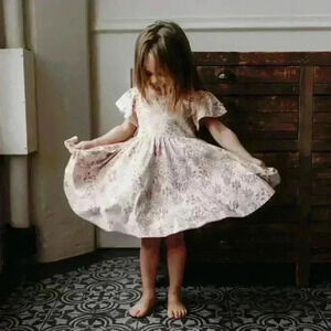 City Mouse Twirl Dress - Combed Jersey - Pastel Gardens Girls Size 6Y